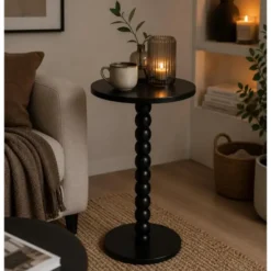 Excellent houseware bijzettafel liva - zwart - H50 x D35 cm