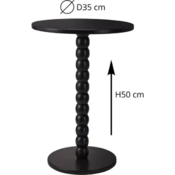 Excellent houseware bijzettafel liva - zwart - H50 x D35 cm