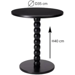 Excellent houseware bijzettafel liva - zwart - H40 x D35 cm