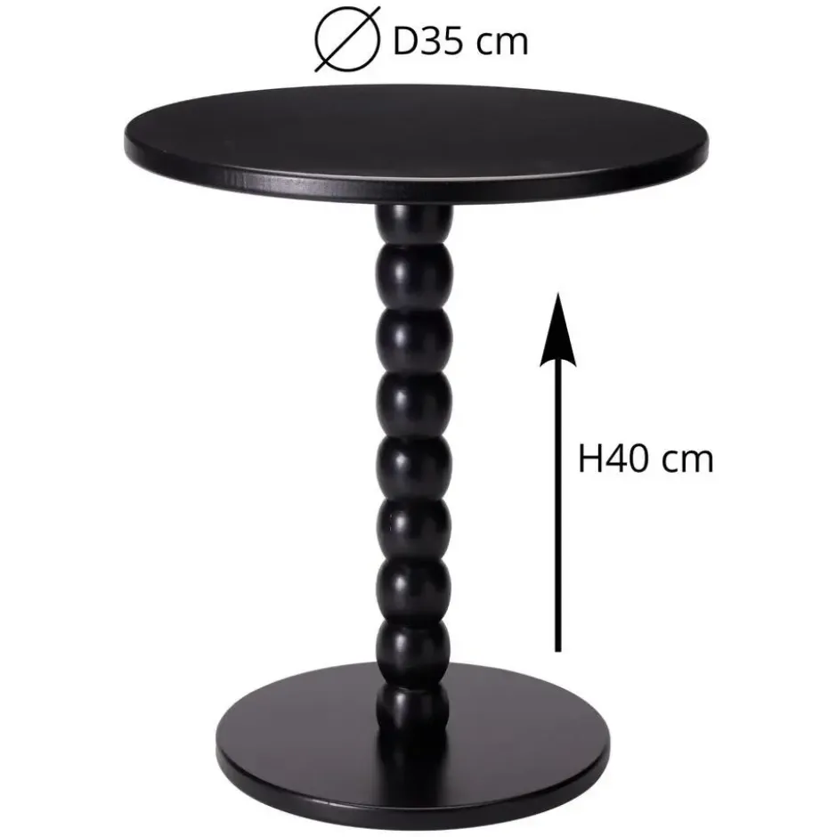 Excellent houseware bijzettafel liva - zwart - H40 x D35 cm