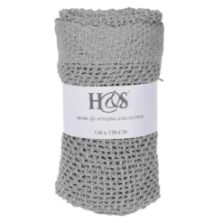 Excellent Houseware dekentje-plaid - katoen - taupe - 130 x 170 cm
