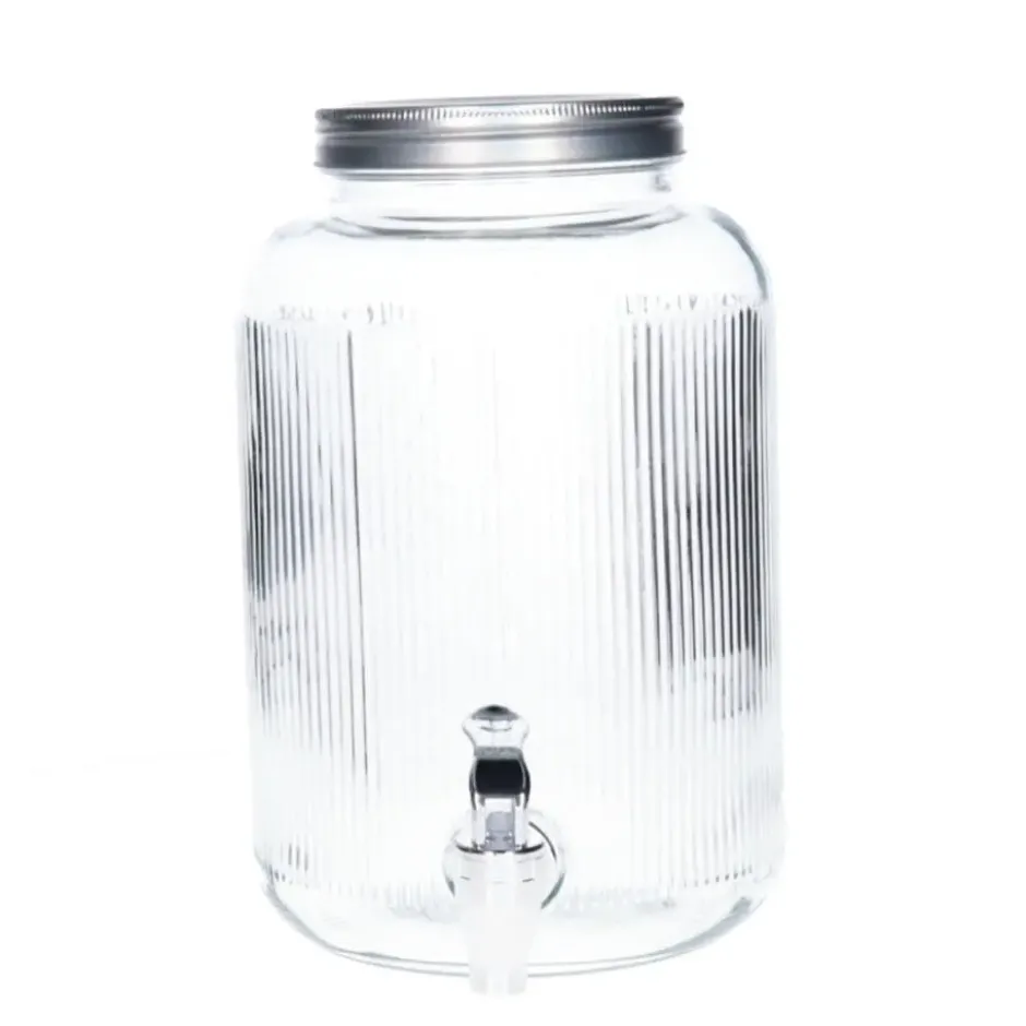 Excellent Houseware Drankdispenser/limonadetap met tapkraan - 4 L - glas