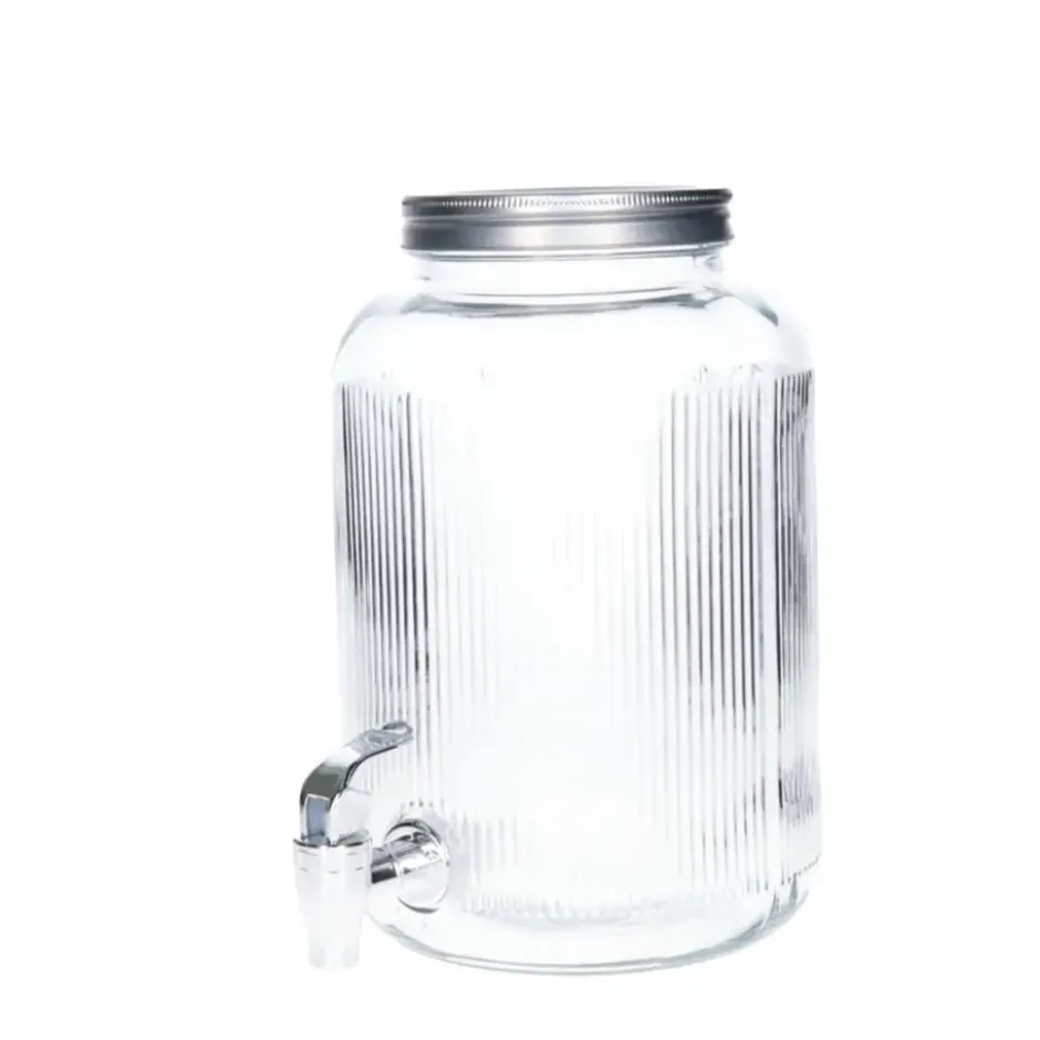 Excellent Houseware Drankdispenser/limonadetap met tapkraan - 4 L - glas