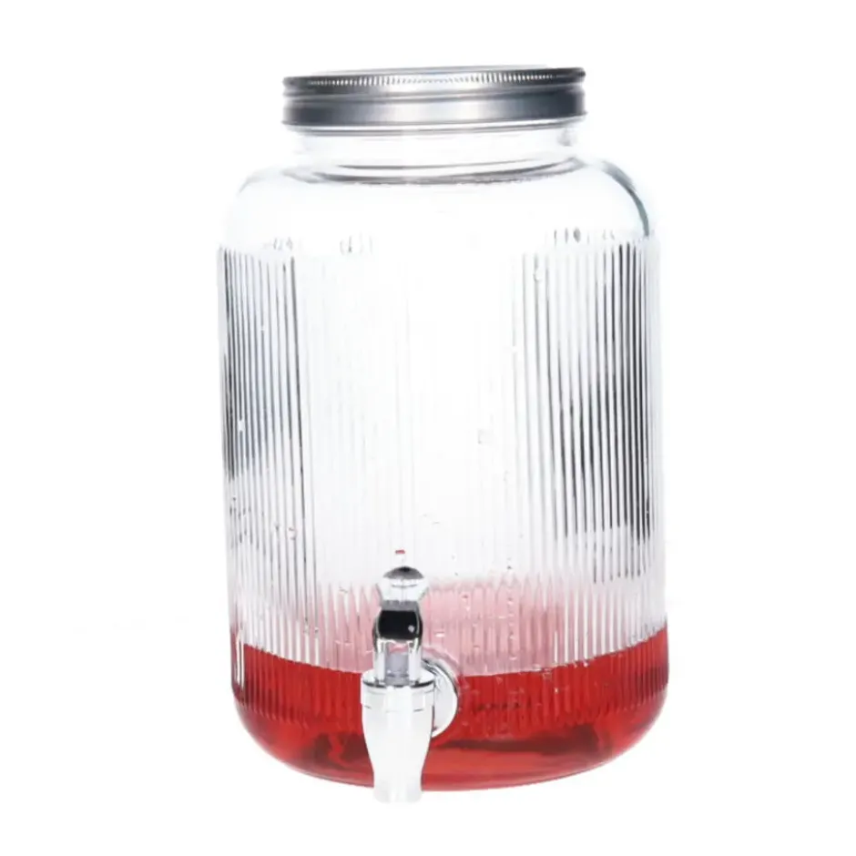 Excellent Houseware Drankdispenser/limonadetap met tapkraan - 4 L - glas
