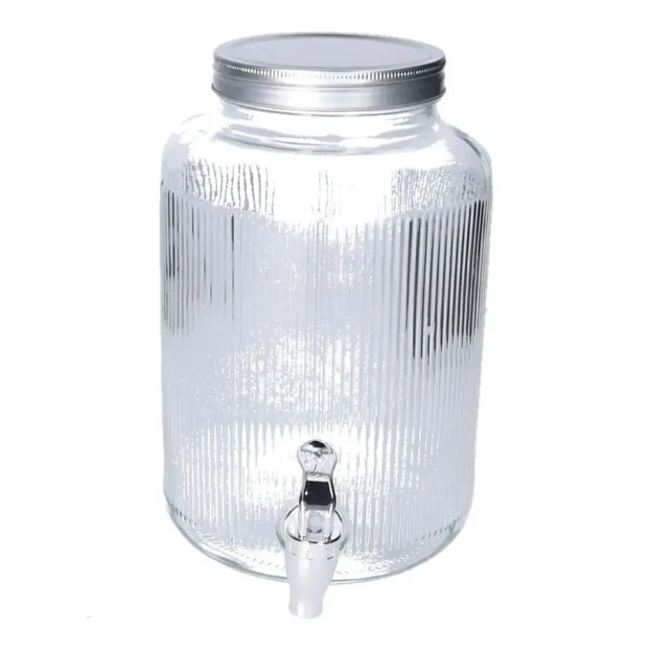 Excellent Houseware Drankdispenser/limonadetap met tapkraan - 4 L - glas
