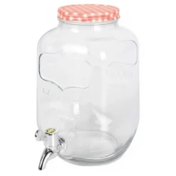 Excellent Houseware Dranksdispenser/limonadetap - glas - rood-wit - 4 liter