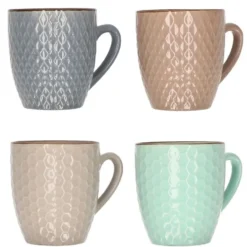 Excellent Houseware Koffiekopjes - 4x - multi-kleur -200 ml