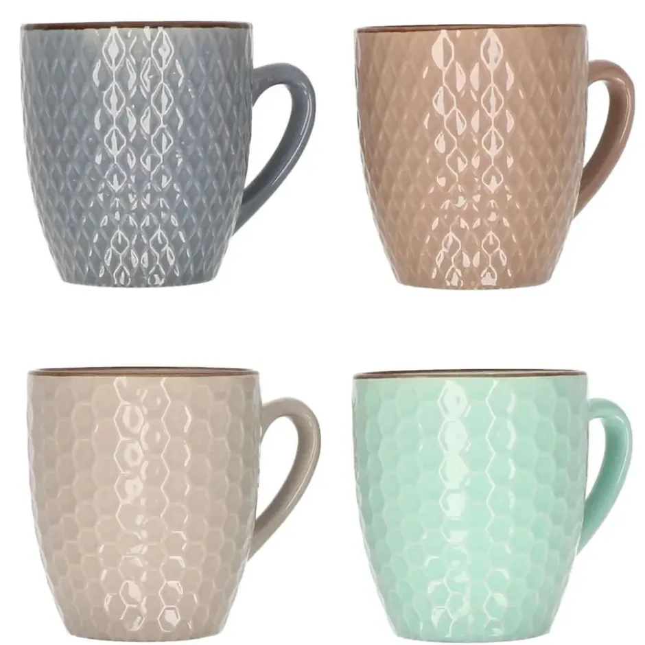 Excellent Houseware Koffiekopjes - 4x - multi-kleur -200 ml