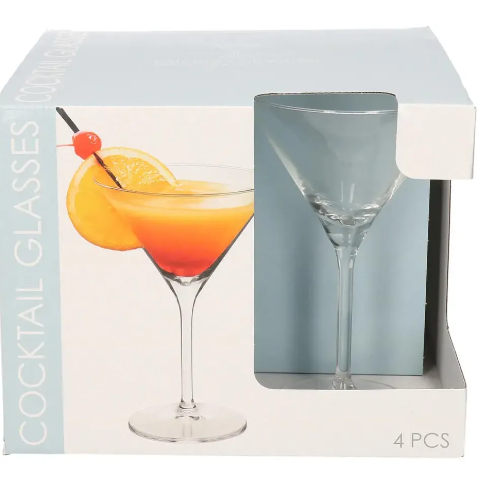 Excellent Houseware Martini glazen - 4x stuks -260 ml
