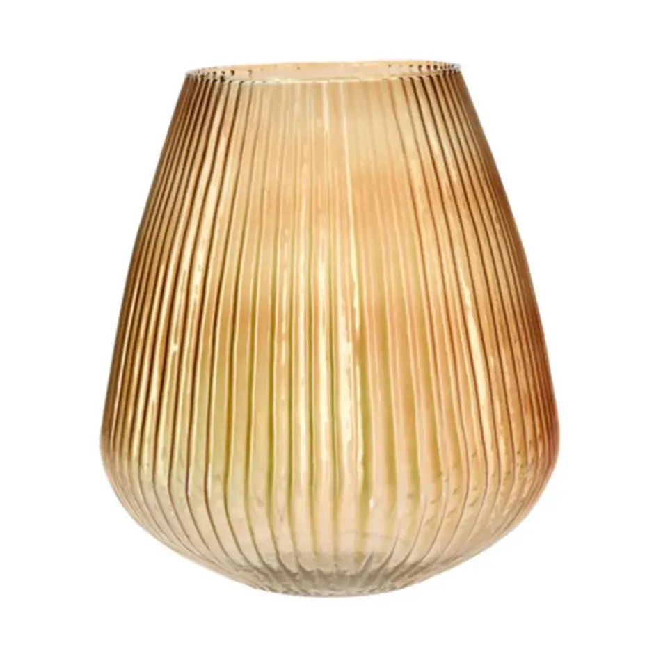 Excellent Houseware Vaas - glas - amber goud - 25 x 37 cm
