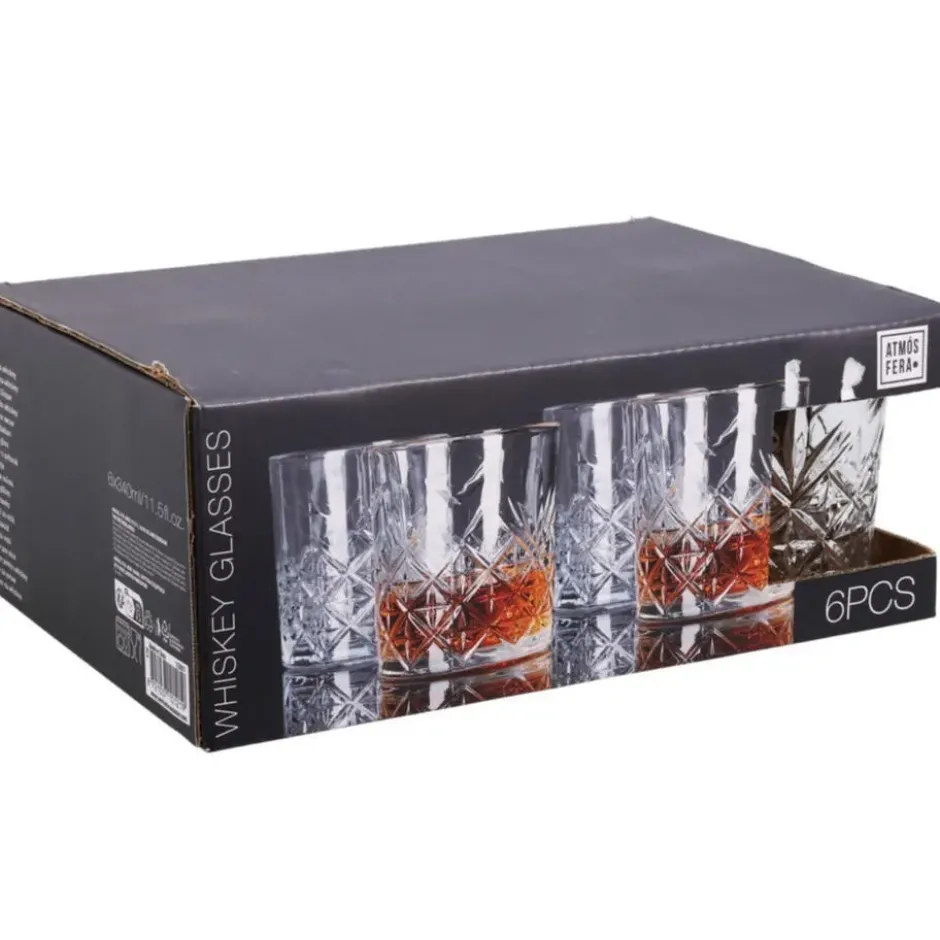 Excellent Houseware Whiskey glas Palm Springs - 6x - 340 ml