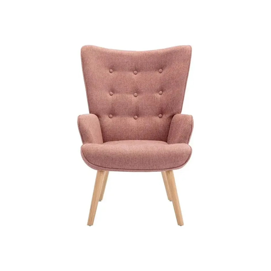 Fauteuil met rechte rugleuning VATELY - 1 plaats - Roze Stof