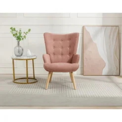 Fauteuil met rechte rugleuning VATELY - 1 plaats - Roze Stof