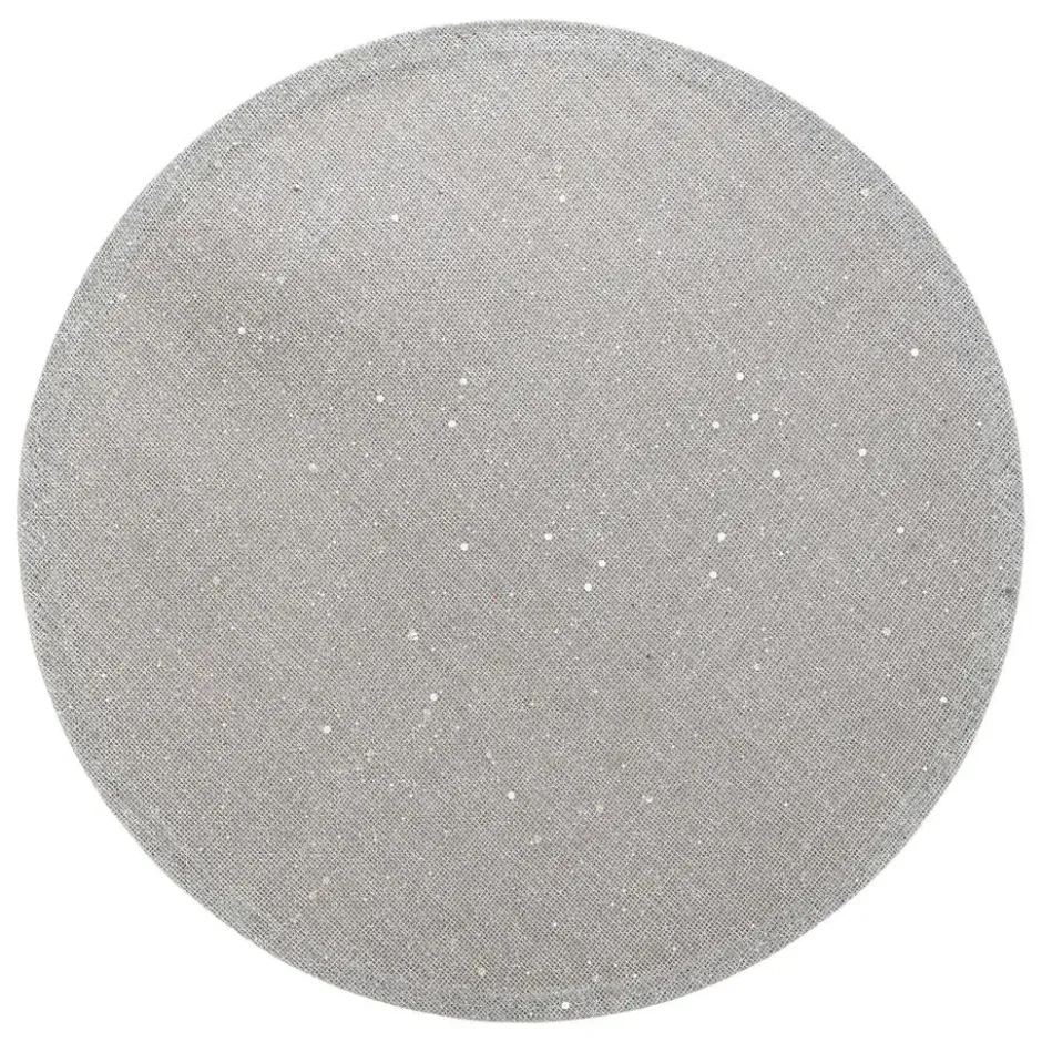 Feeeric Lights Placemat - zilver glitter - rond - D38 cm - jute