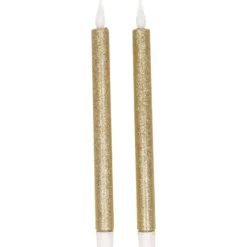 Feeric lights & Christmas LED dinerkaarsen - 2x - goud - 28x2cm
