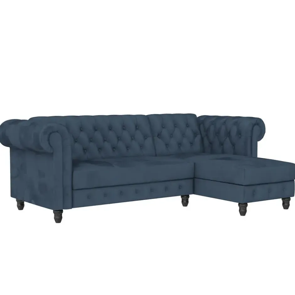 Felix - 3-zits slaapbank in blauw fluweel
