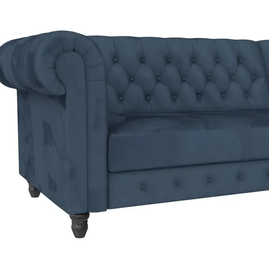 Felix - 3-zits slaapbank in blauw fluweel