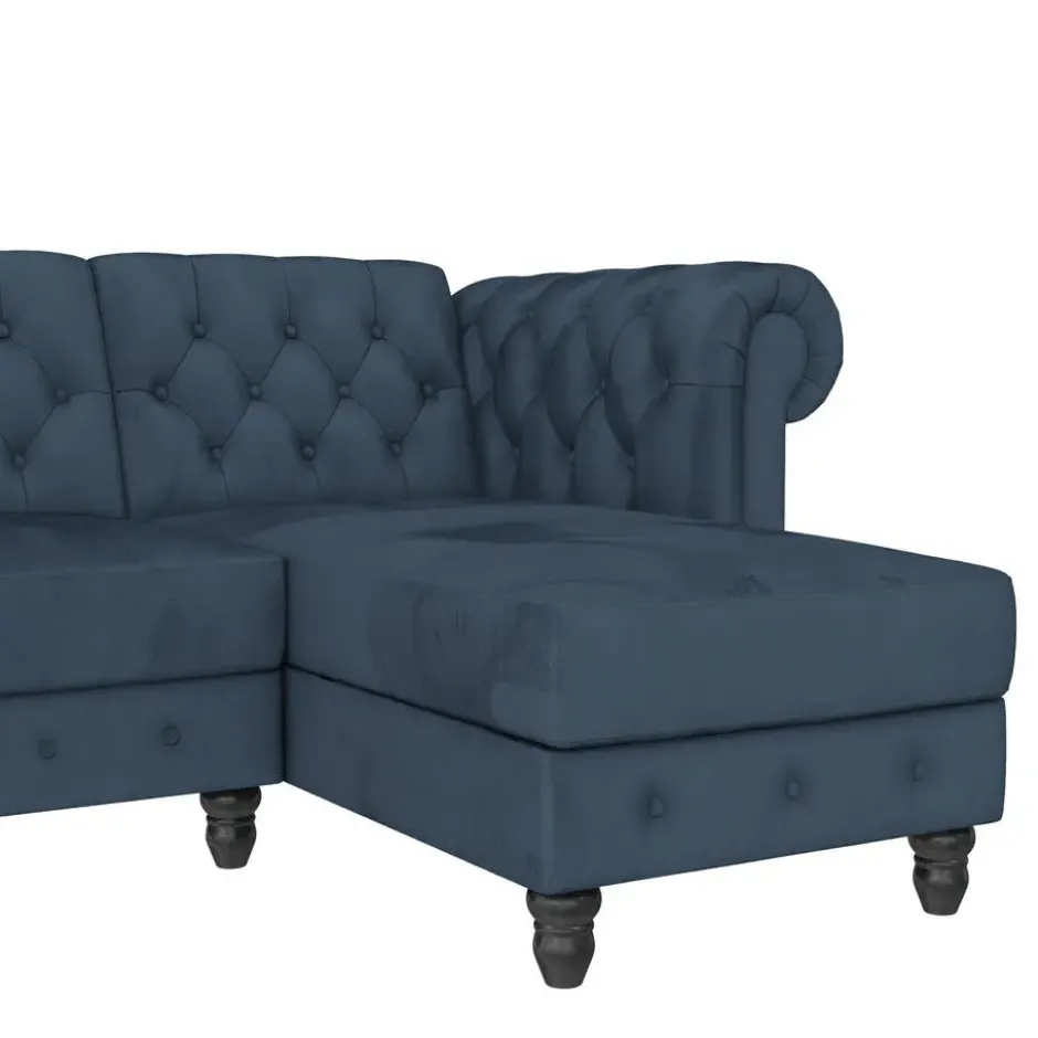 Felix - 3-zits slaapbank in blauw fluweel