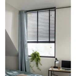 Fenstr jaloezie hout 50 mm zwart - 180x180 cm