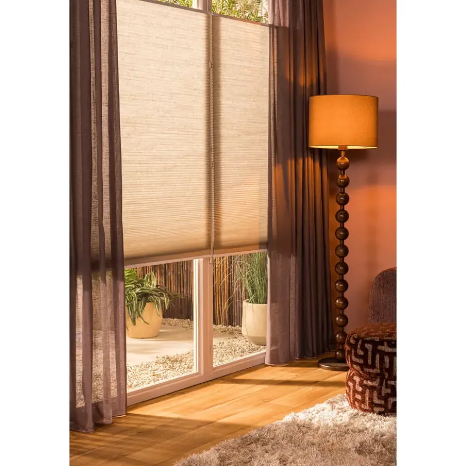 Fenstr plisségordijn Brisbane dubbel 25mm lichtdoorlatend - beige (25108)