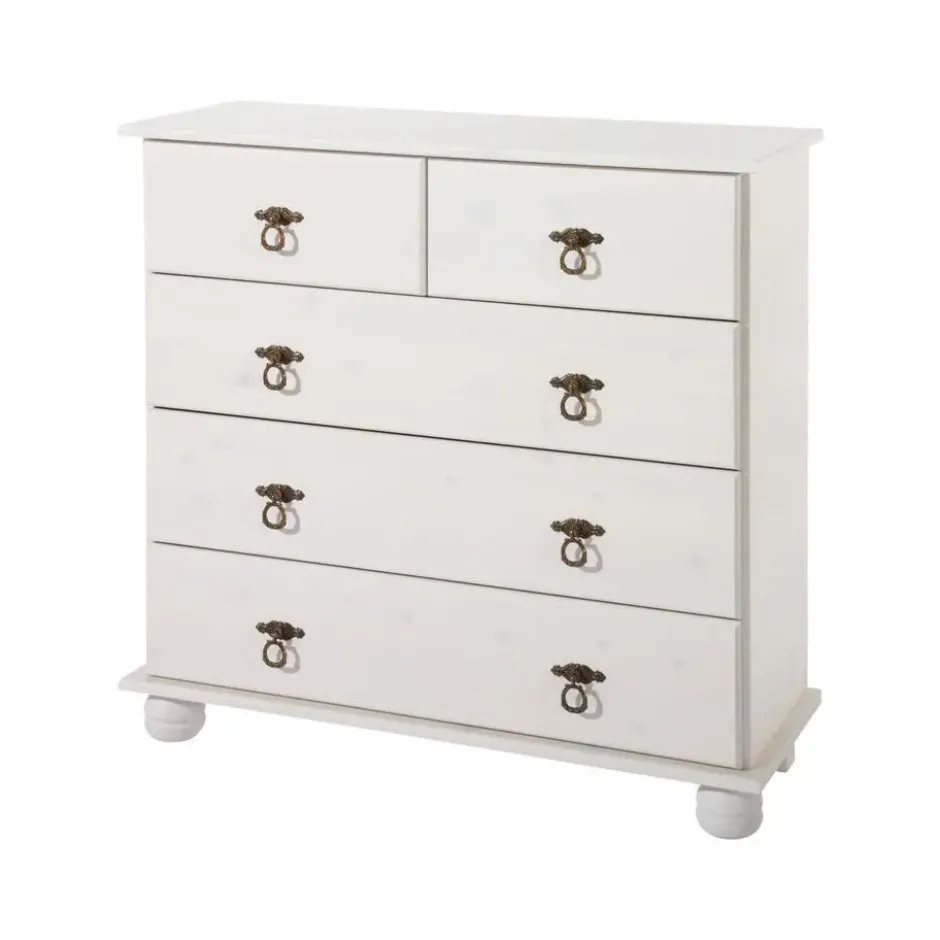 Finca - Commode met 3+2 deuren in wit gelakt grenen