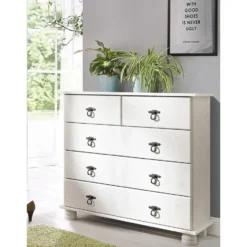 Finca - Commode met 3+2 deuren in wit gelakt grenen