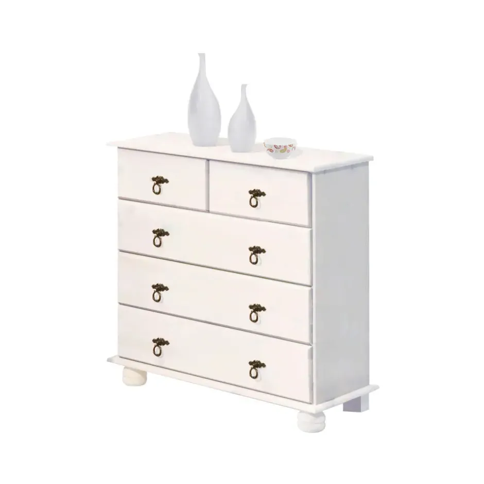 Finca - Commode met 3+2 deuren in wit gelakt grenen