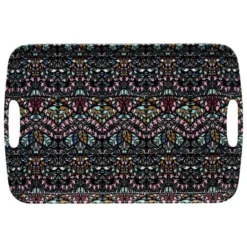 5Five Design dienblad van melamine - 39 x 26 cm - flowers print antraciet