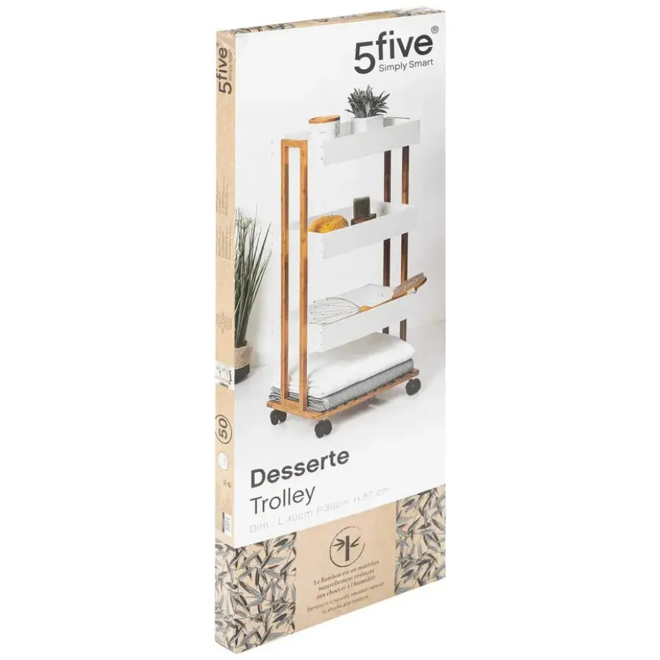 5Five Doucherekje/badkamerrekje - bamboe - 4 lagen - 40 x 30 x 87 cm