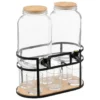5Five Drank dispensers - 2x stuks - 3,3L - op standaard met 6 glazen