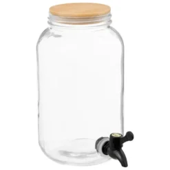 5Five Drank dispensers - 2x stuks - 3,3L - op standaard met 6 glazen