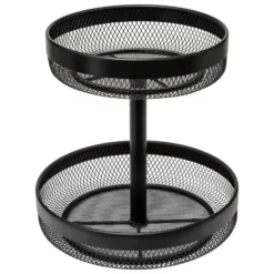 5Five Fruitschaal 2-laags - metaal - D30 x H31 cm - zwart