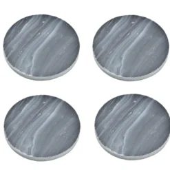 5Five Glazen onderzetters - 4x stuks - rond - Marmer - 10 cm