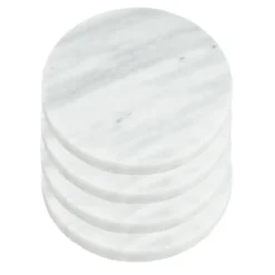 5Five Glazen onderzetters - 4x stuks - rond - Marmer - 10 cm