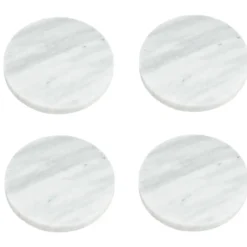 5Five Glazen onderzetters - 4x stuks - rond - Marmer - 10 cm
