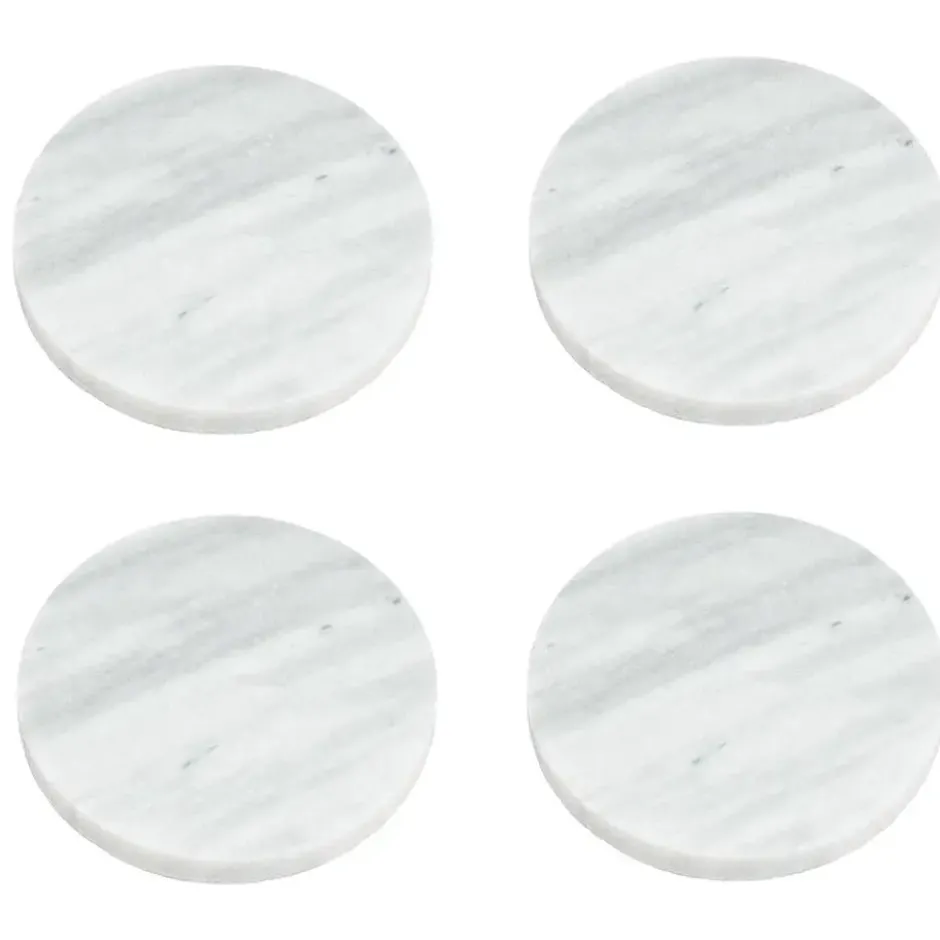 5Five Glazen onderzetters - 4x stuks - rond - Marmer - 10 cm