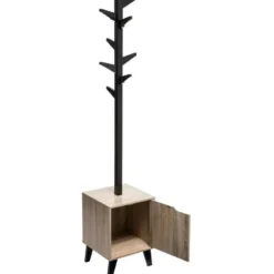 5Five kapstok - beige/zwart - MDF hout - 8 haaks - 34 x 32 x 168 cm