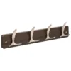 5Five Kapstok - 4 ophang haken - RVS - bruin/zilver - 45 x 10 cm
