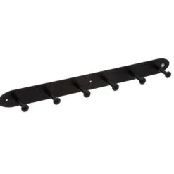 5Five Kapstok rek voor wand/muur - zwart - 6x ophanghaken - 55 cm