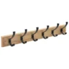 5Five Kapstok rek voor wand/muur - lichtbruin/zwart - 6x haken