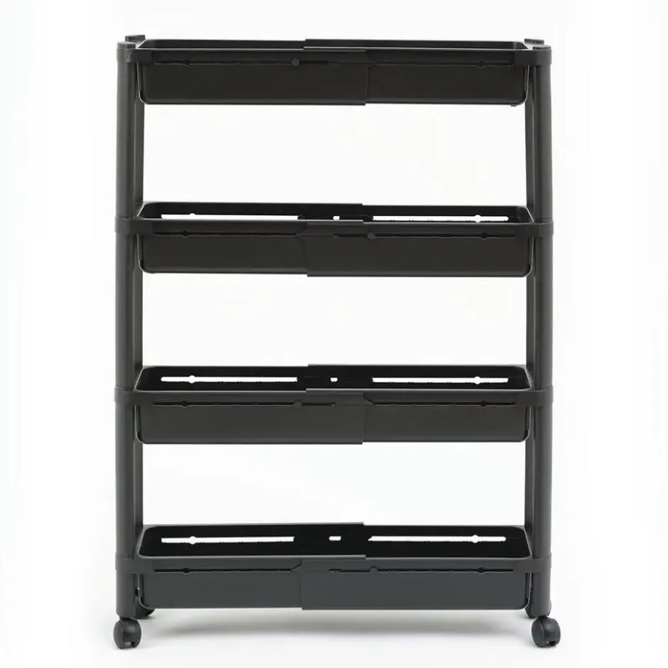 5Five Keuken/badkamer trolley 4 laags - 37 x 15 x 79 cm - zwart