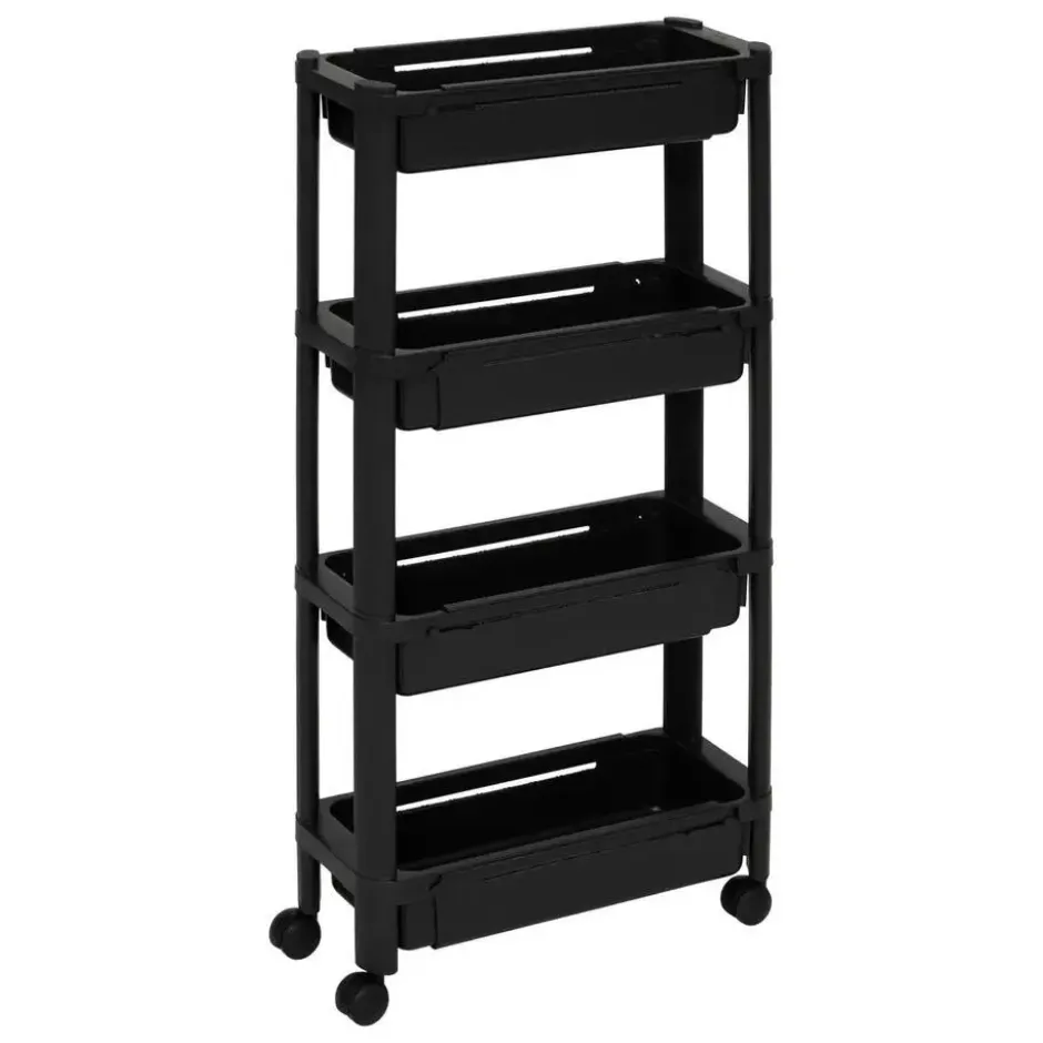 5Five Keuken/badkamer trolley 4 laags - 37 x 15 x 79 cm - zwart