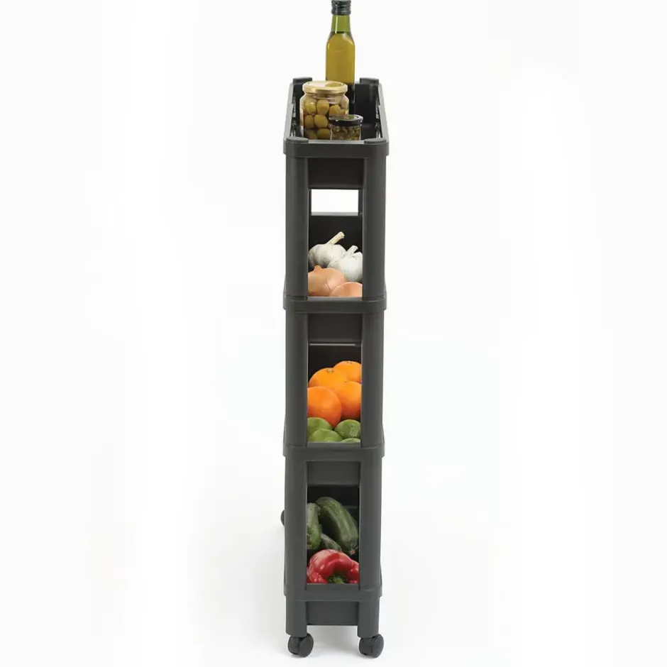 5Five Keuken/badkamer trolley 4 laags - 37 x 15 x 79 cm - zwart