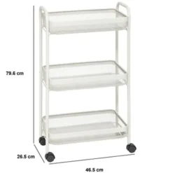 5Five Keukentrolley - beige - mesh metaal - 80 x 47 x 27 cm