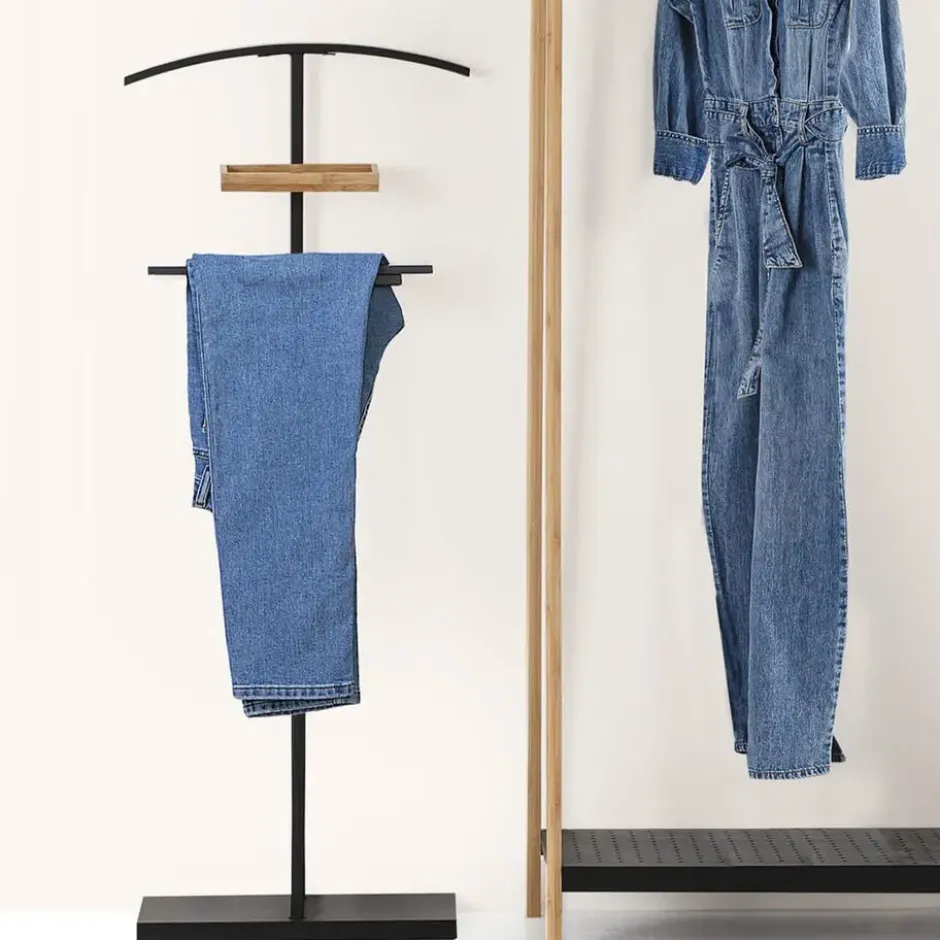 5Five Kledingrek Dressboy - bamboe/metaal - zwart - 45 x 114 cm