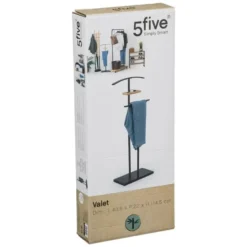 5Five Kledingrek Dressboy - bamboe/metaal - zwart - 45 x 114 cm