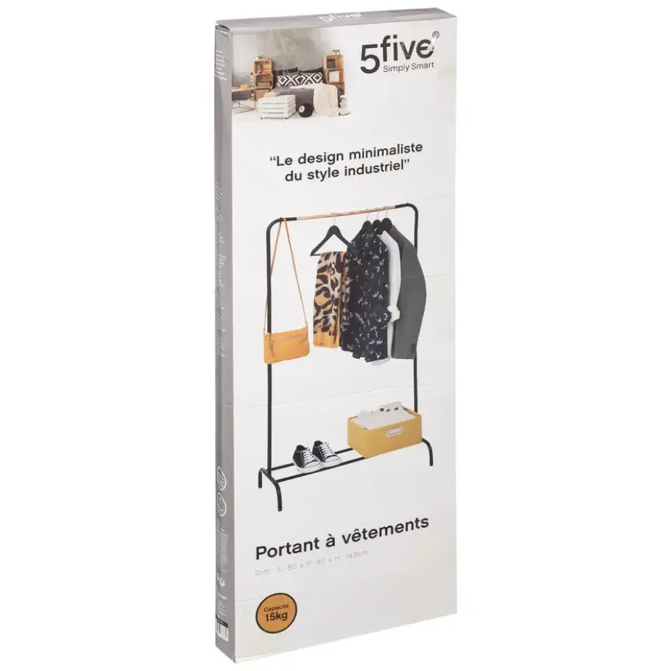 5Five Kledingrek - enkele stang - metaal - 82 x 40 x 151 cm