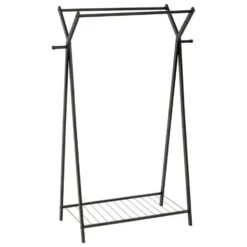 5Five Kledingrek met dubbele stang - rvs - zwart - 98x42x145 cm