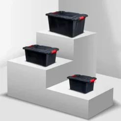 5Five opbergbox/opbergkrat - 55 Liter - zwart - kunststof