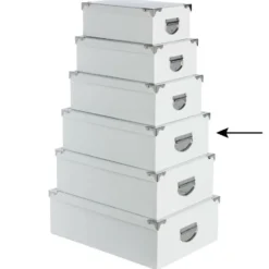 5Five Opbergdoos/box - wit - L40 x B26.5 x H14 cm - Karton